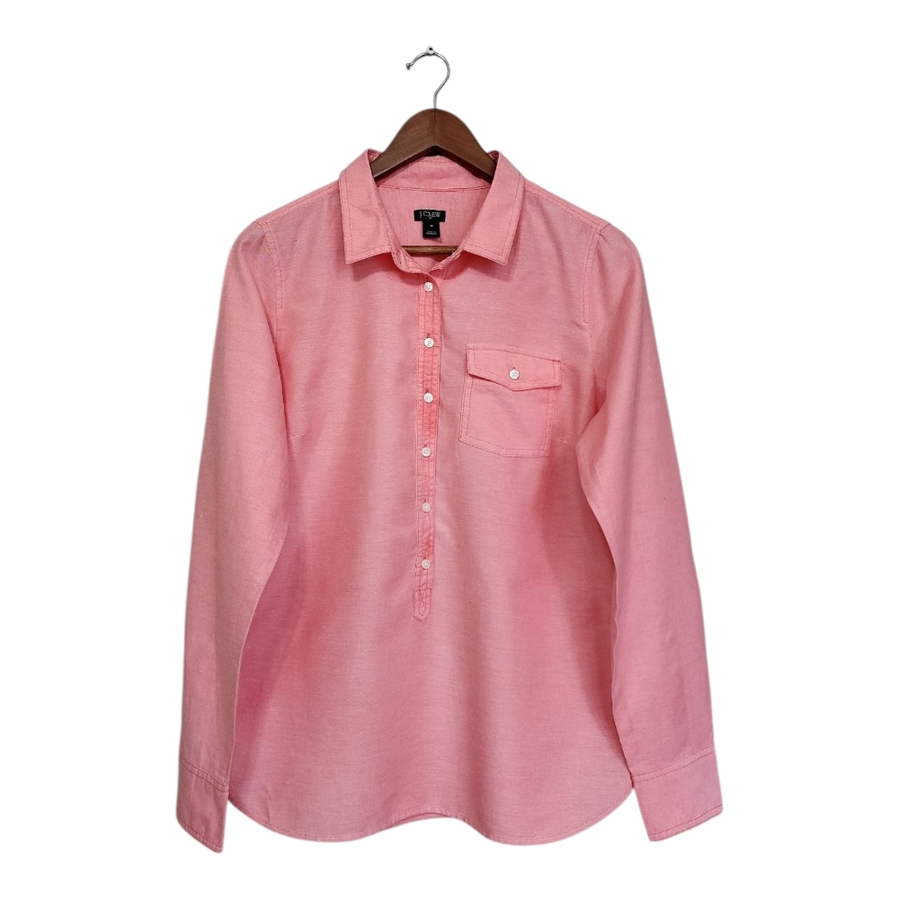 J. Crew Coral Half-Button-Up Shirt Size M - Picture 3 of 16